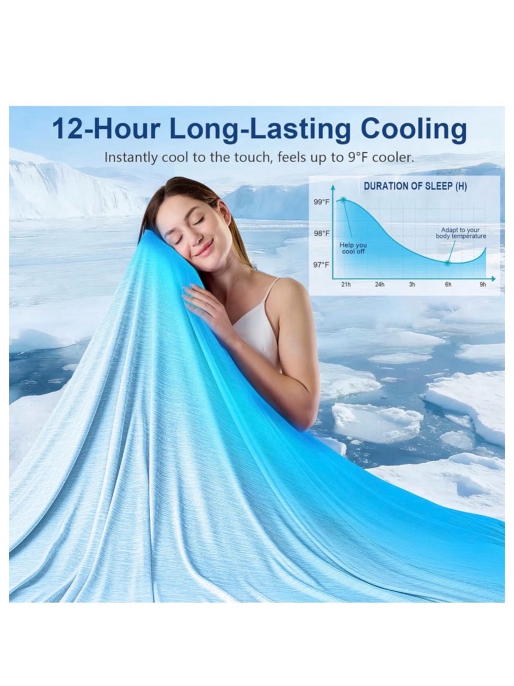 50x60 Cooling Bamboo Blanket - Light Blue